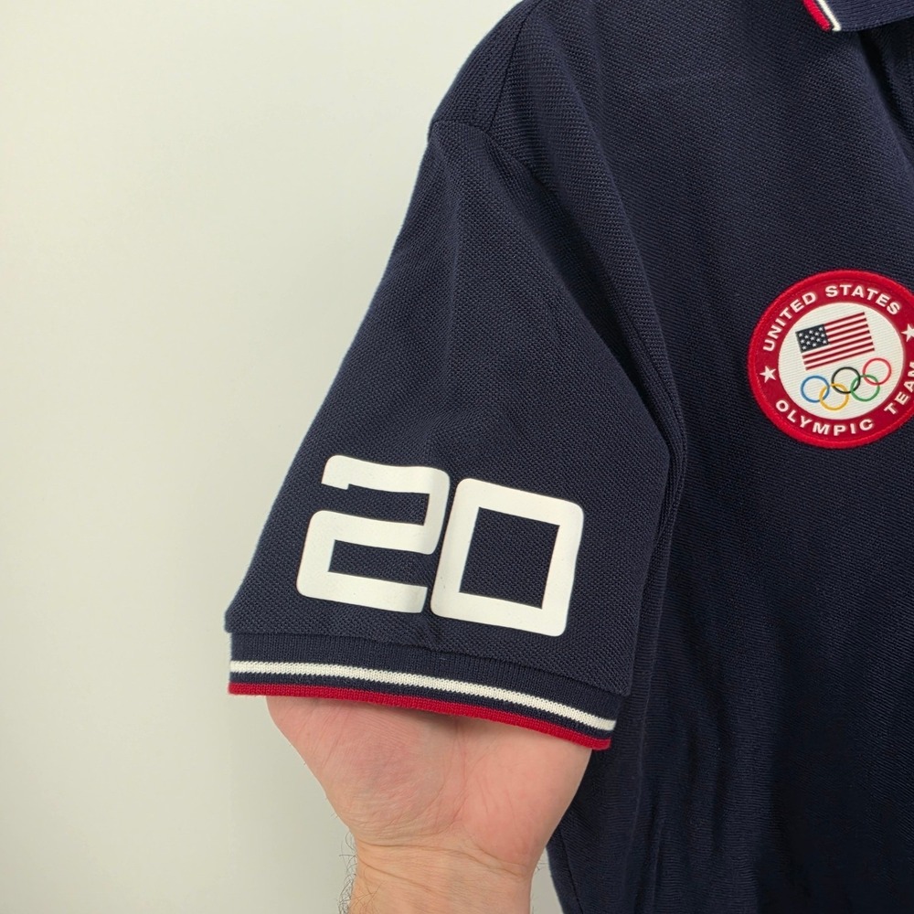 Polo Ralph Lauren Mens 2016 Team USA Olympic Games Polo Shirt Navy Blue Medium - Picture 4 of 10